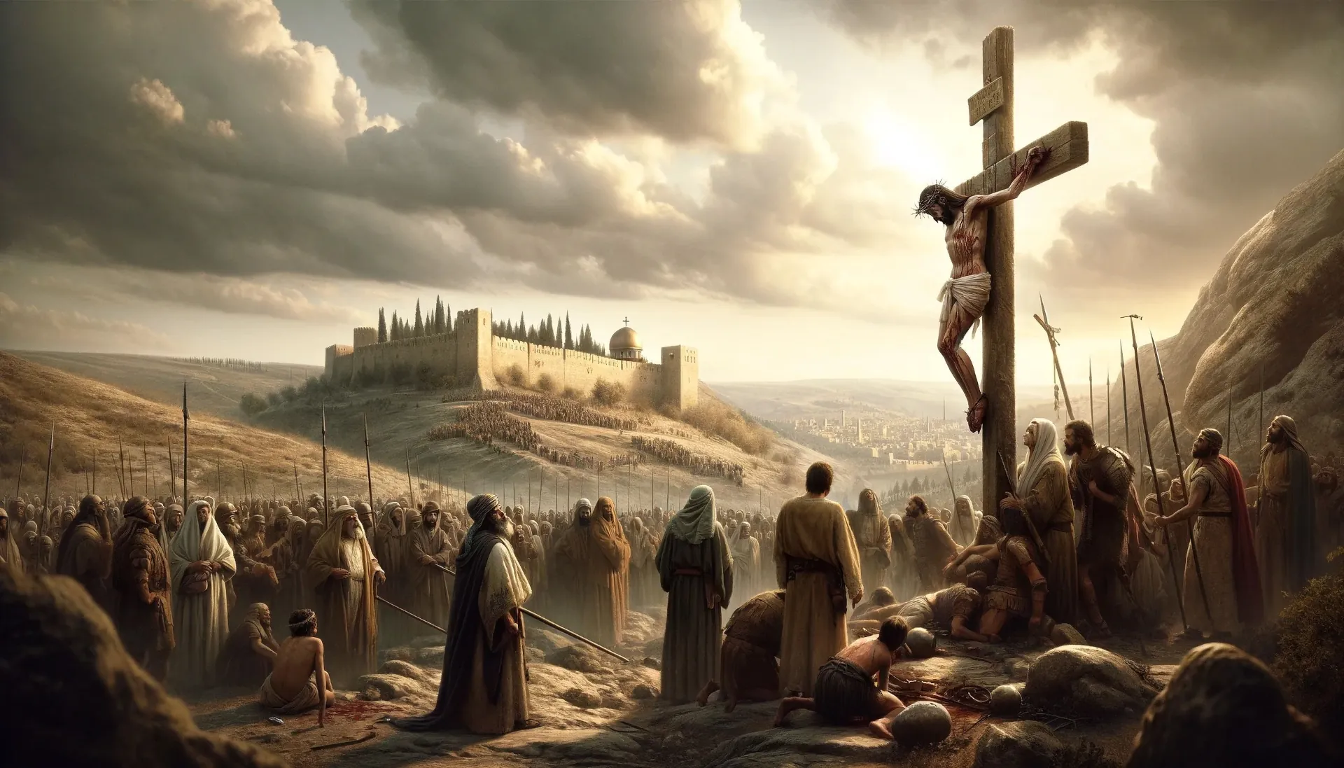 An AI-generated image depicting Jesus' crucifixion.